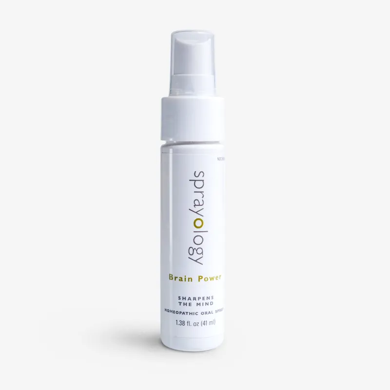 The Brain Power spray bottle with its pale green cap, photographed by the manufacturer